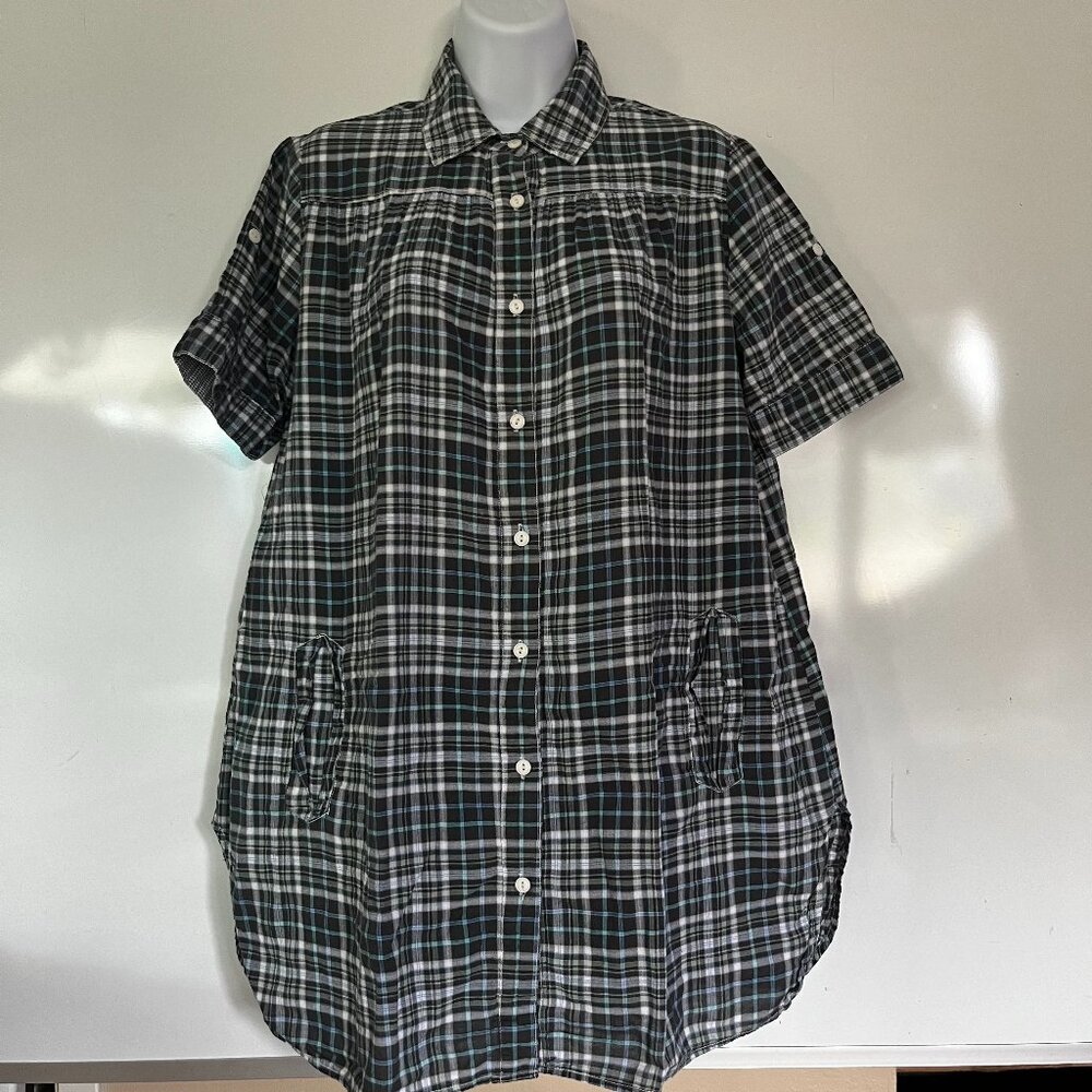 A Culture Club by Jachs Just a Cheap Shirt Dress Women Sz M Blue Black Plaid